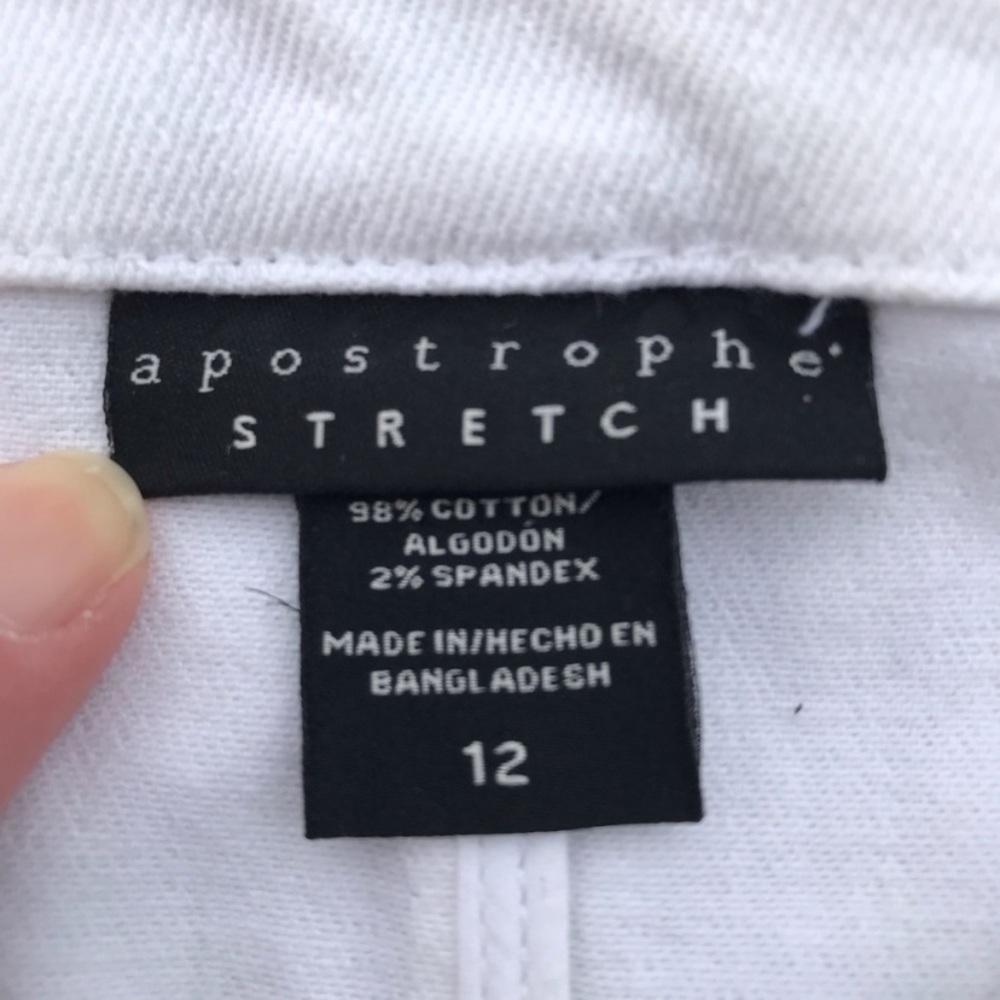 Apostrophe Denim Stretch White Jean Jacket Size 12 - Picture 4 of 9
